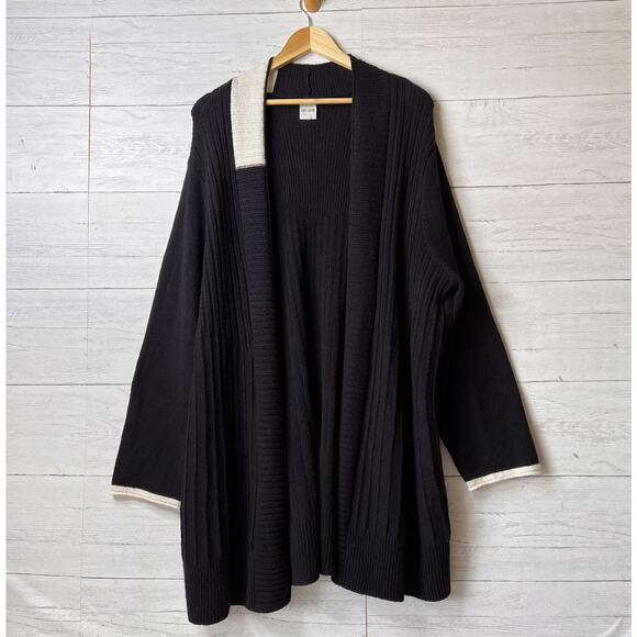 Nic + Zoe Sweater Womens Size XXL Black Onyx Cozy Up Twirl Open Front Cardigan - Picture 3 of 16
